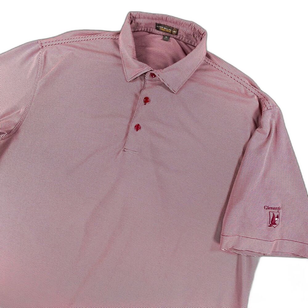 Peter Millar Summer Comfort Polo XL Red White Striped Gleneagles Golf Shirt Club